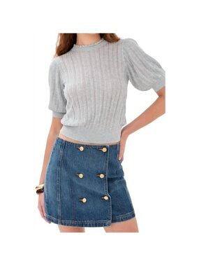 Ulla Johnson Gemma Short Sleeve Knit Too in Slate